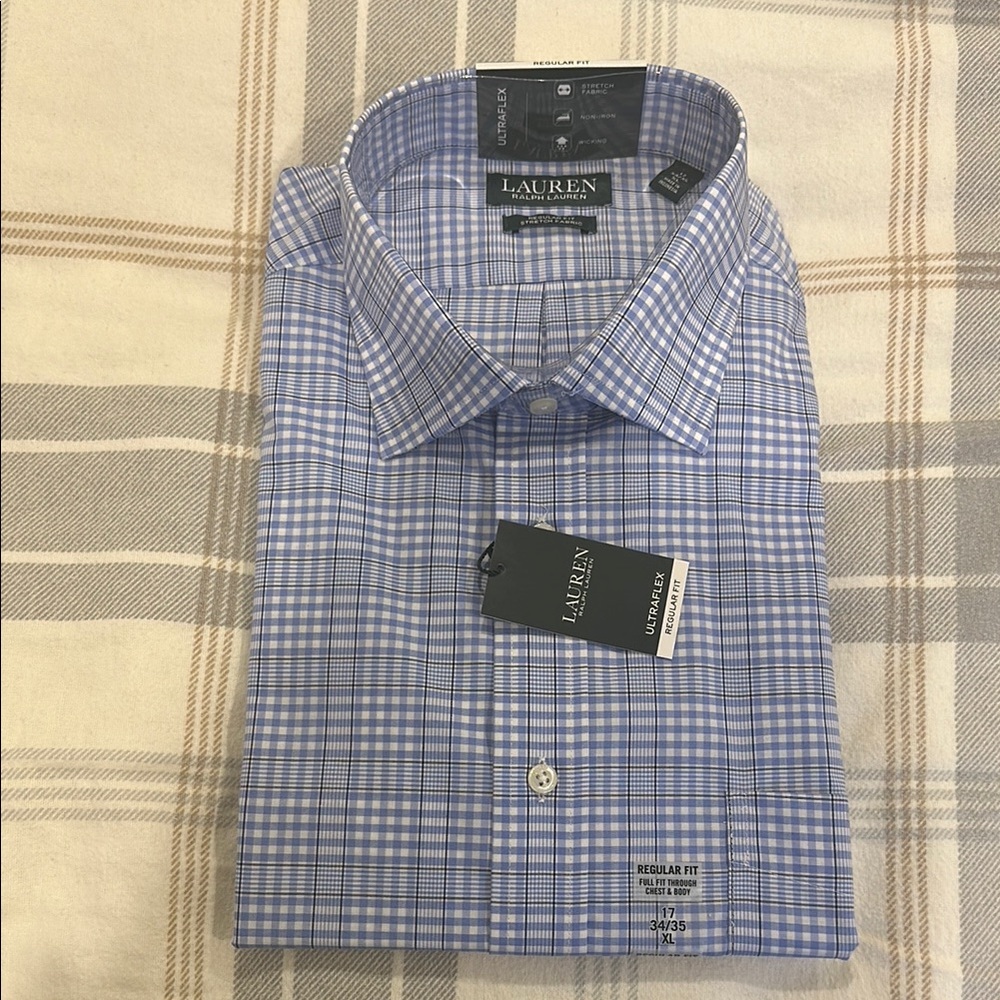 Lauren Ralph Lauren Blue and White Dress Shirt